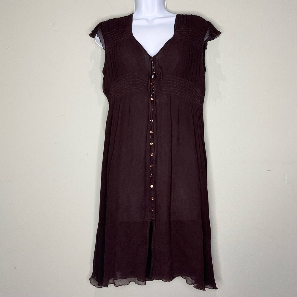 Susana Monaco chocolate brown silk cap-sleeved dress, size 4
